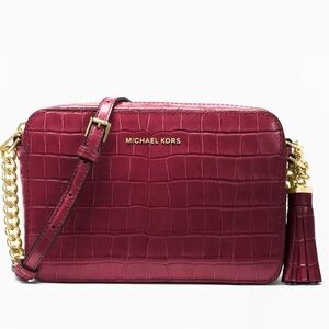 Michael Kors Croc-Embossed Leather Crossbody